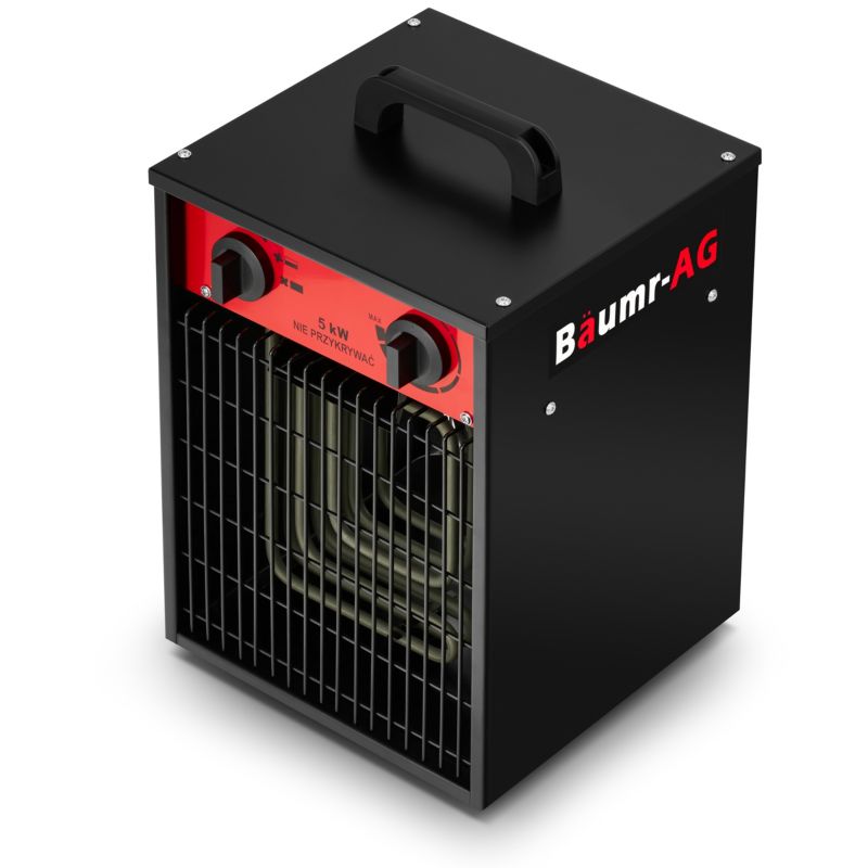 Elektrisk varmeblæser BAUMR-AG 5,0 kW 5000 W med blæser, varmelegeme og termostat – 1 stk