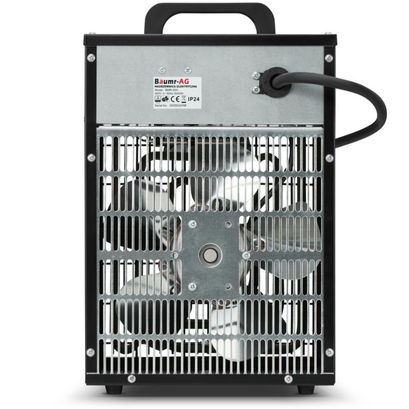 Elektrisk varmeblæser BAUMR-AG 5,0 kW 5000 W med blæser, varmelegeme og termostat – 1 stk