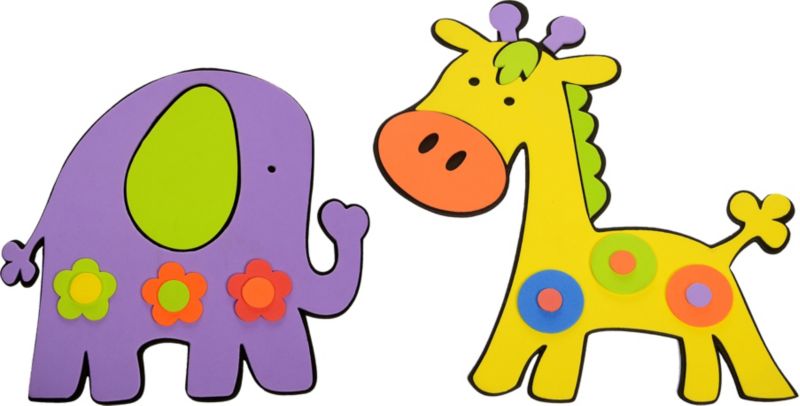 Vægklistermærke Elefant og Giraf