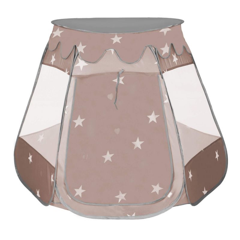 Springos børnetelt med slot og havehus i brun, 1 stk.