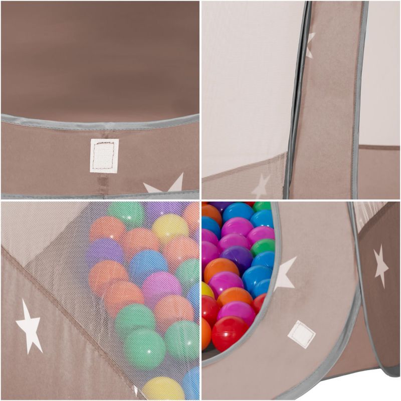 Springos børnetelt med slot og havehus i brun, 1 stk.