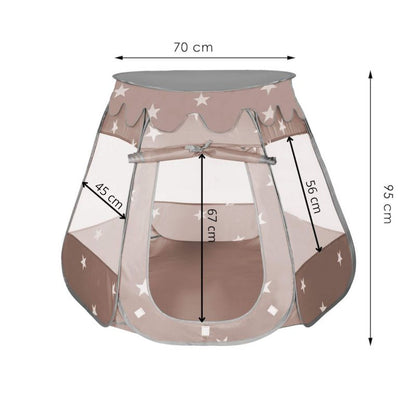 Springos børnetelt med slot og havehus i brun, 1 stk.