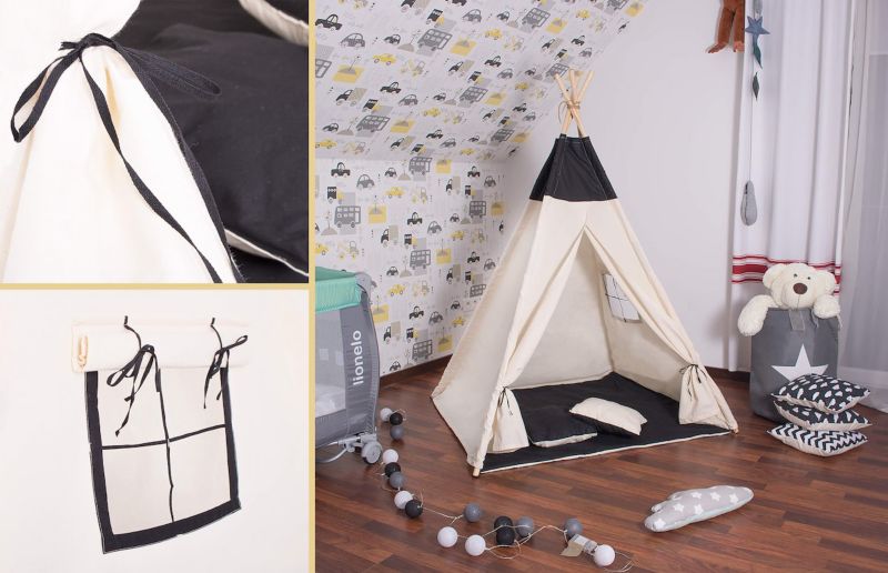 Springos tipi-telt til børn sort XXL 1 stk.