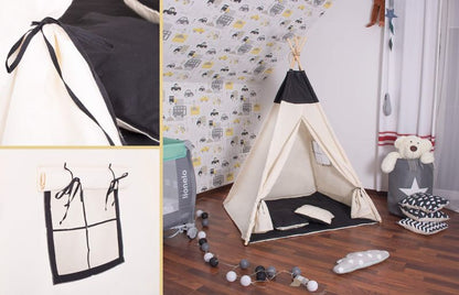 Springos tipi-telt til børn sort XXL 1 stk.