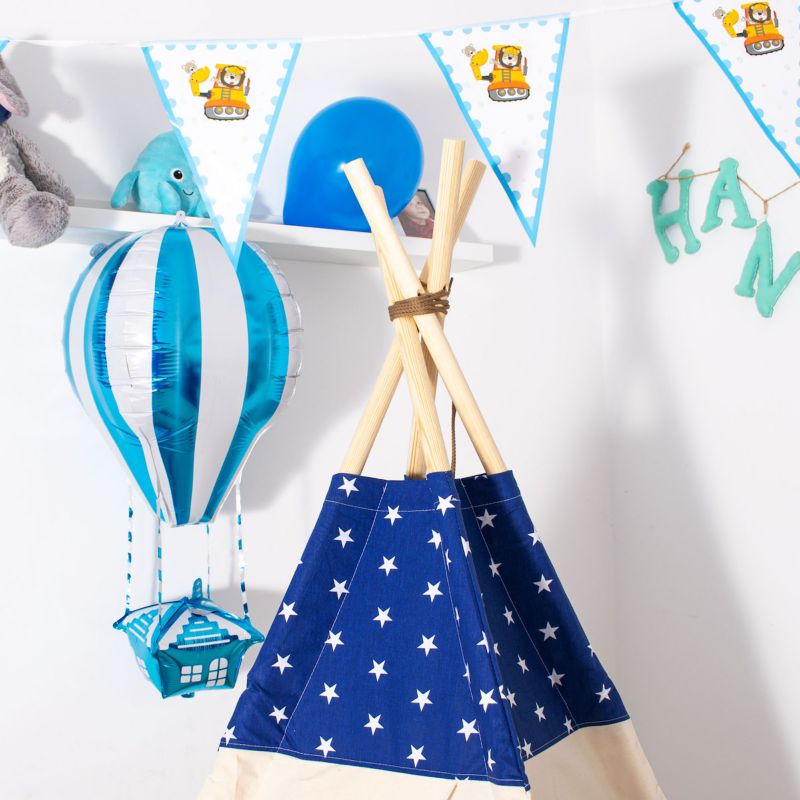 Springos Tipi-telt til børn XXL navyblåt med stjerner, 1 stk.