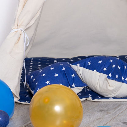 Springos Tipi-telt til børn XXL navyblåt med stjerner, 1 stk.