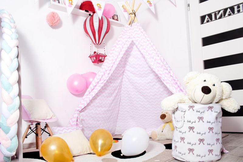 Springos tipi-telt til børn i pink med zigzag-mønster, 1 stk.