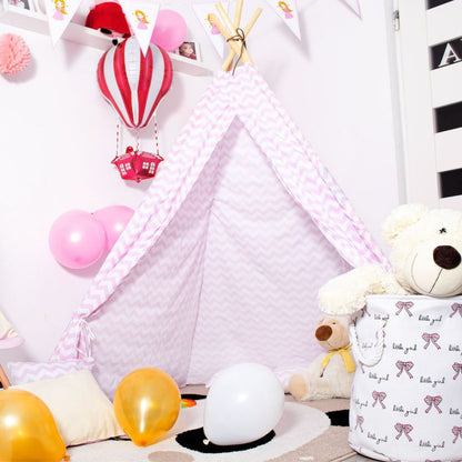 Springos tipi-telt til børn i pink med zigzag-mønster, 1 stk.