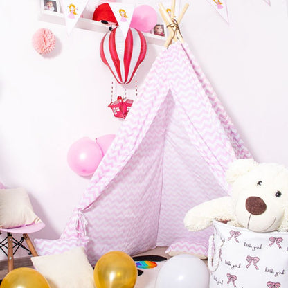 Springos tipi-telt til børn i pink med zigzag-mønster, 1 stk.
