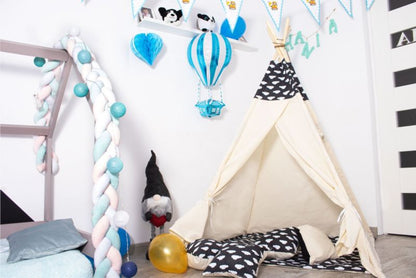 Springos tipi-telt til børn, sort med skyer XXL, 1 stk.