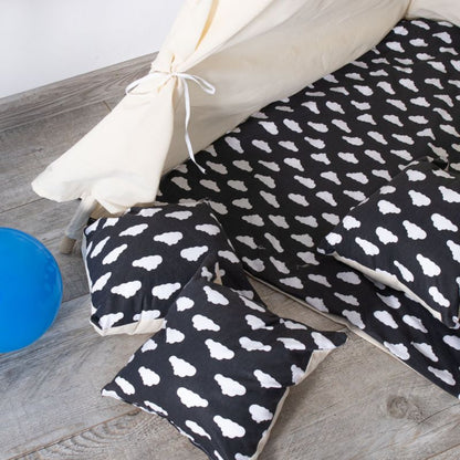 Springos tipi-telt til børn, sort med skyer XXL, 1 stk.