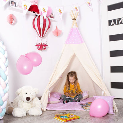 Springos tipi-telt til børn, pink med stjerner XXL, 1 stk.