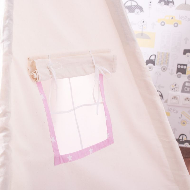 Springos tipi-telt til børn, pink med stjerner XXL, 1 stk.