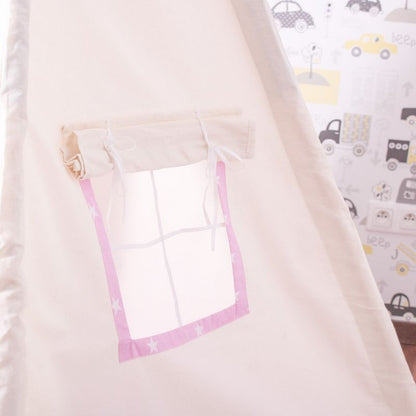 Springos tipi-telt til børn, pink med stjerner XXL, 1 stk.