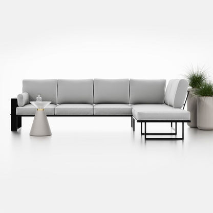 Stor Bettso Garten hjørnesofa til haven med sorte ben i lys grå
