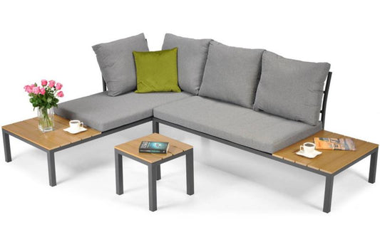 Bettso Lagos moderne modulopbyggede hjørnesofa med liggefunktion, grå, 1 sæt