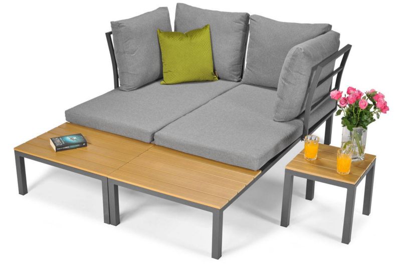 Bettso Lagos moderne modulopbyggede hjørnesofa med liggefunktion, grå, 1 sæt