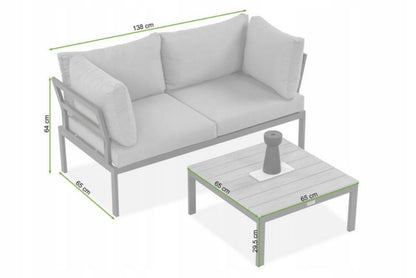 Narożnik Ogrodowy Modułowy JAVA Sofa Stolik 3w1 na Taras Ogrodowy Ciemny 1 szt