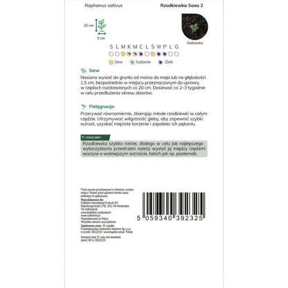 Bio-frø til radise Saxa 2 Verve