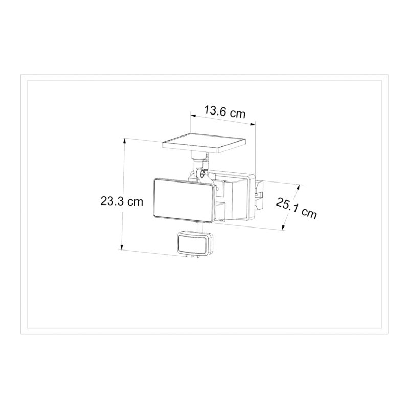 Solarlampe Davern 530 lm 5000 K med Bevægelsessensor Sort
