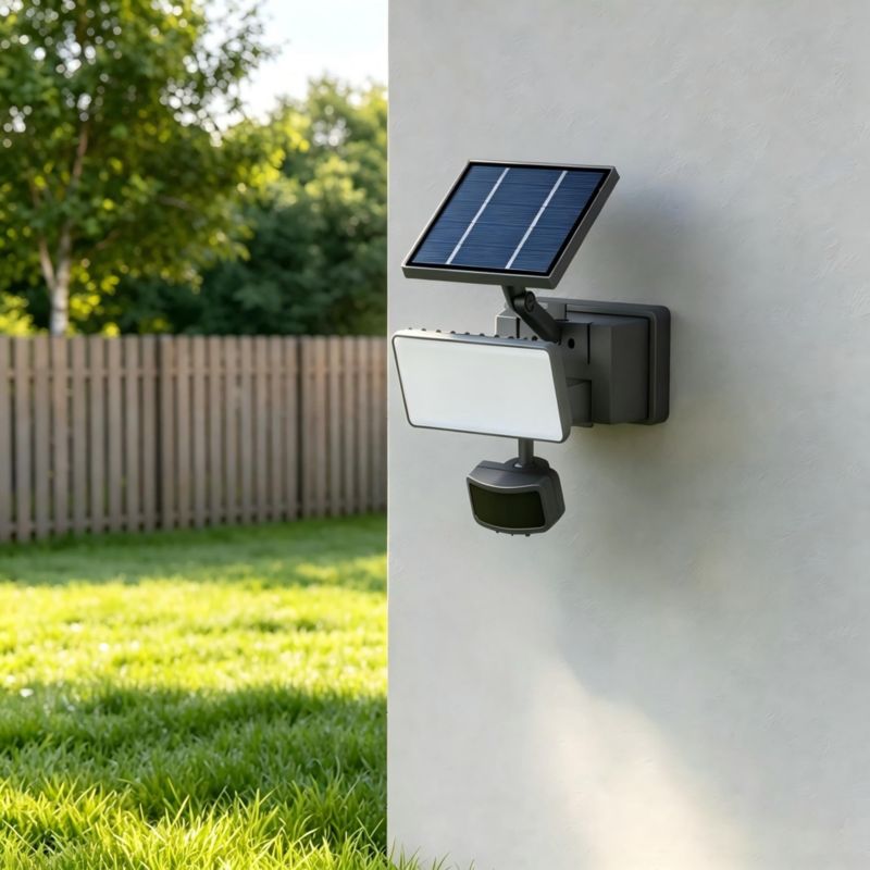 Solarlampe Davern 530 lm 5000 K med Bevægelsessensor Sort