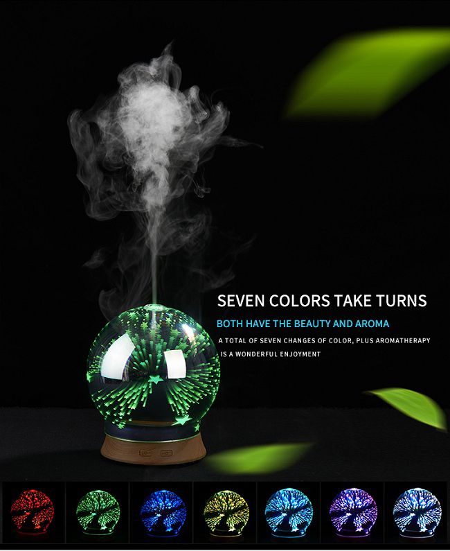 Ferretti Glas LED Aromadiffusor: 7 Farver & Aromaterapi for Ro