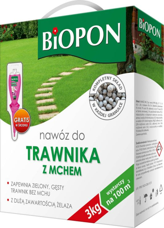Biopon græsplænegødning med mosfjerner 3 kg