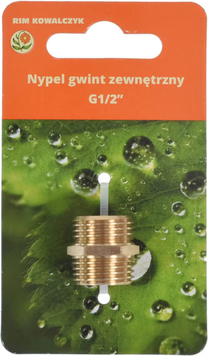 Nippel med Udvendigt Gevind 1/2" Messing