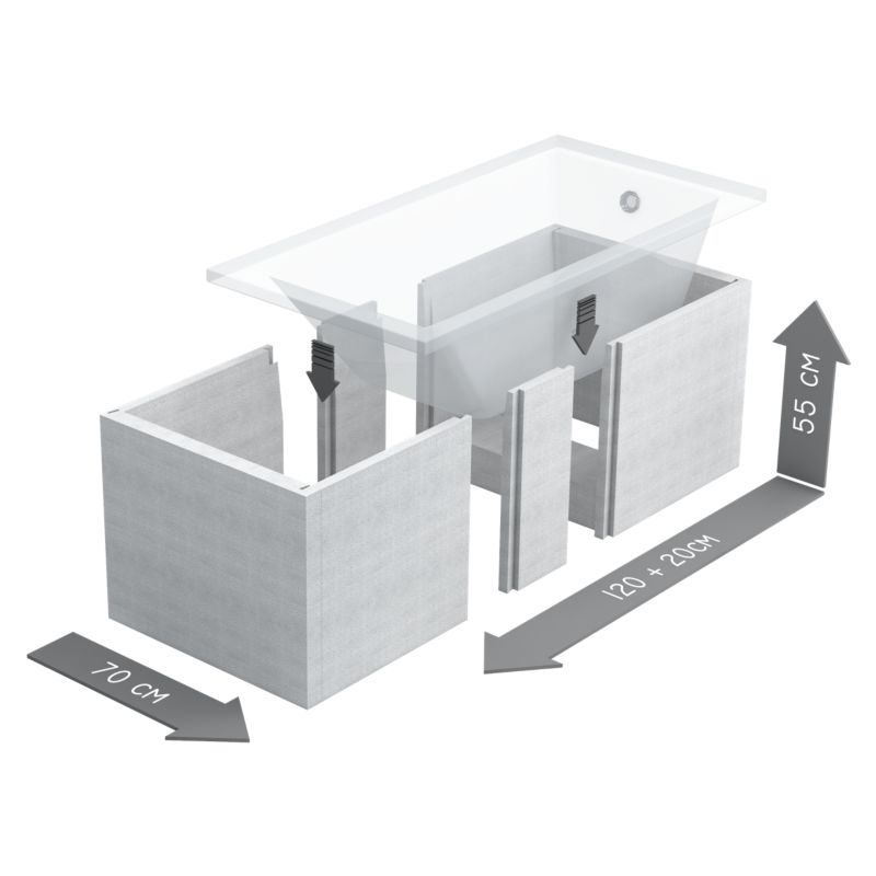 Badekar-bærer til rektangulært badekar 120-140x70x55 cm