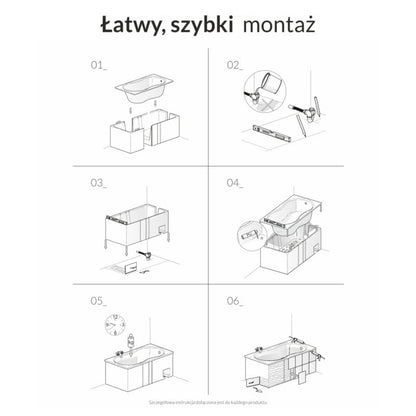 Badekar-bærer til rektangulært badekar 120-140x70x55 cm