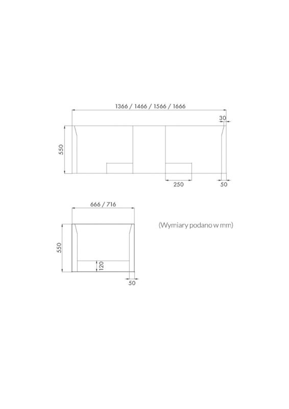 Badekar-bærer til rektangulært badekar 120-140x70x55 cm