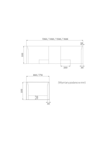 Badekar-bærer til rektangulært badekar 120-140x70x55 cm