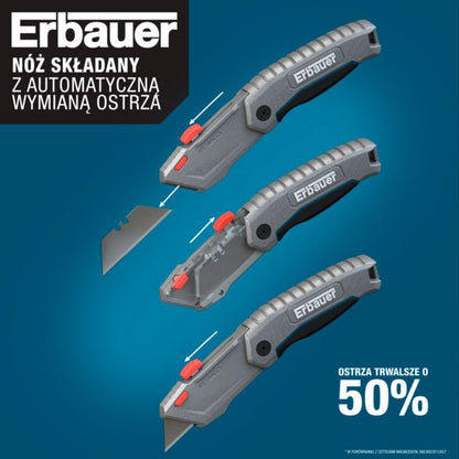 Erbauer kniv med gummigreb og segmentblad