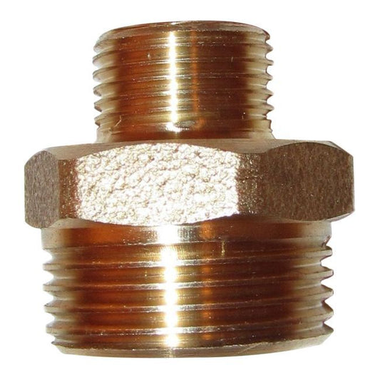 Reduktionsnippel i messing med udvendigt gevind 1/4" x 1/2"