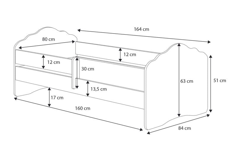 Børneseng FALA med sengehest 160x80 cm Hvid