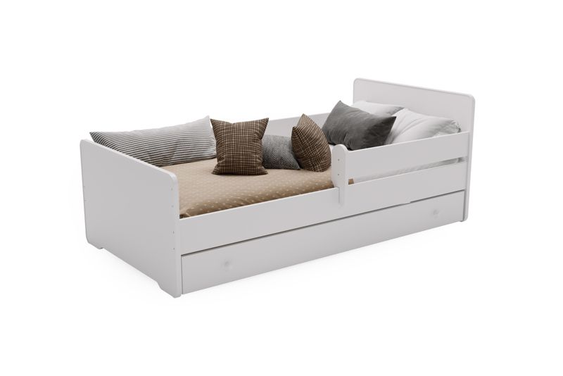 Børneseng Kobi MAX med Skuffe og Gelænder 140x70 cm Hvid