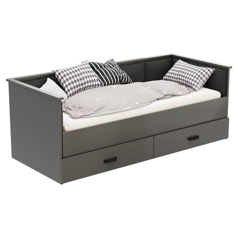 Ungdomsseng Helios 200x80/200x160 cm Grå Polstret