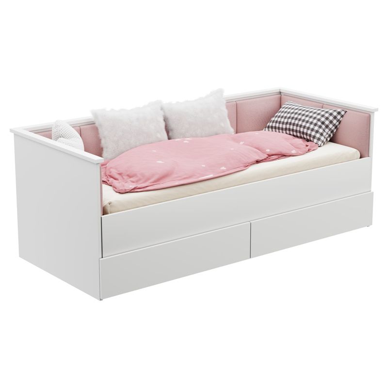 Ungdomsseng HELIOS 200x80/200x160 cm Polstret Panel Pink