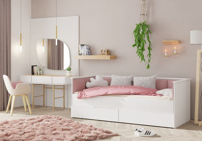Ungdomsseng HELIOS 200x80/200x160 cm Polstret Panel Pink