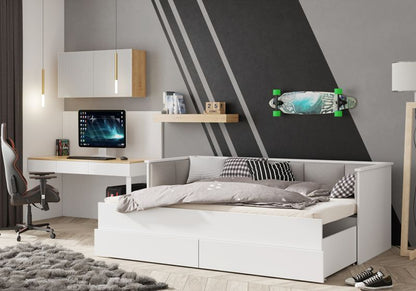 Ungdomsseng HELIOS med Polstrede Paneler Grå 200x80/200x160