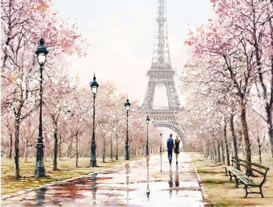 Canvasbillede 83 x 113 cm Akvarel Paris