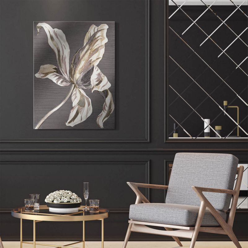 Canvasbillede Gold Flower Silver 60 x 80 cm