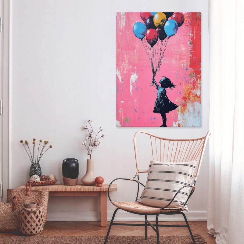 Canvasbillede WALLARENA 100x70 cm Vægdekoration til soveværelse, stue og køkken, moderne Banksy, 1 stk.