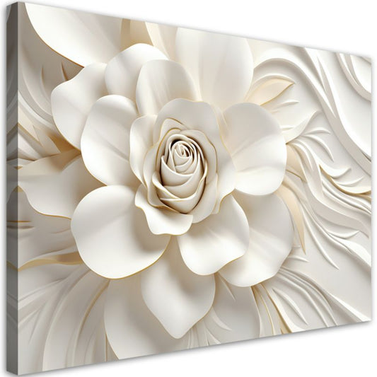 3D-effekt lærredsbillede Feeby Hvid Blomst til stue og soveværelse 60x40 cm, 1 stk.