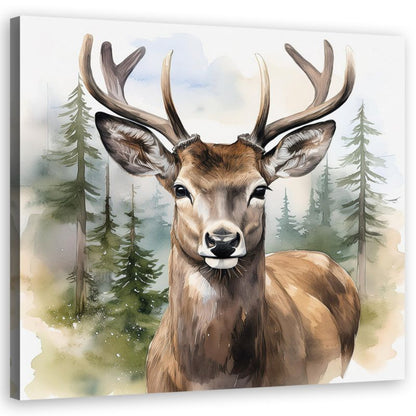 Billede til stue og soveværelse Feeby Hjort Træer Skov Landskab 60x60 cm 1 stk