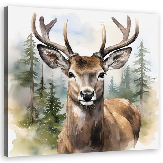 Billede til stue og soveværelse Feeby Hjort Træer Skov Landskab 60x60 cm 1 stk