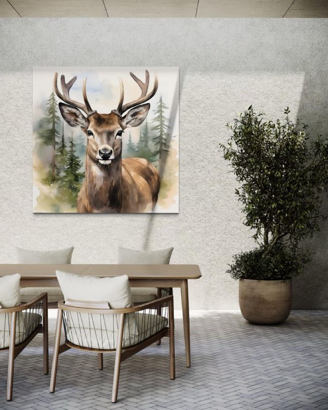 Billede til stue og soveværelse Feeby Hjort Træer Skov Landskab 60x60 cm 1 stk