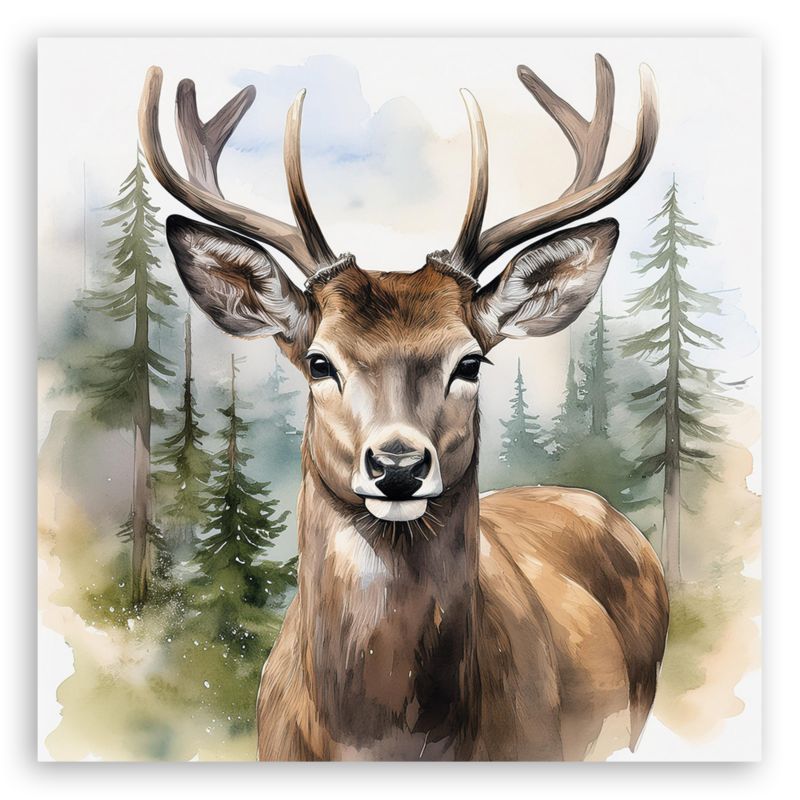 Billede til stue og soveværelse Feeby Hjort Træer Skov Landskab 60x60 cm 1 stk