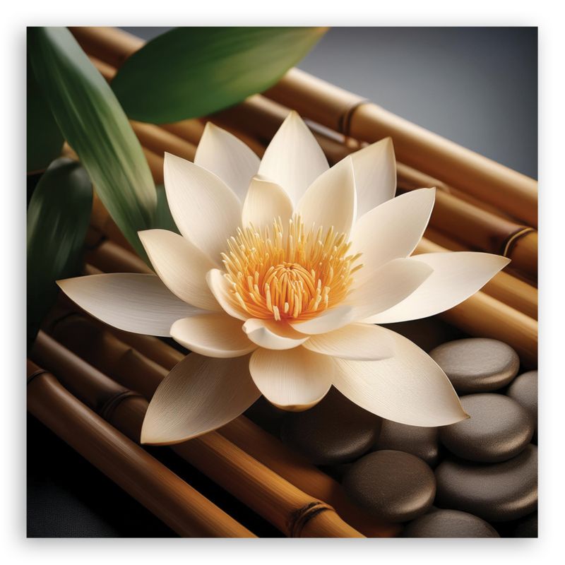 Feeby Zen-sten og blomster lærredsbillede til stue og soveværelse 40x40 cm 1 stk