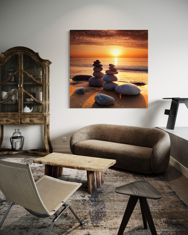 Billede til stue og soveværelse Feeby Zen-sten Solnedgang 60x60 cm 1 stk